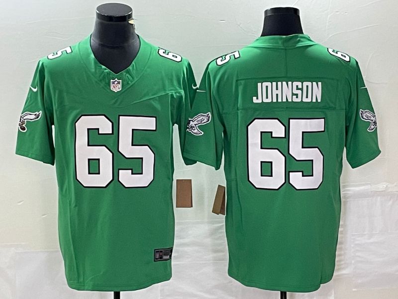 Men Philadelphia Eagles 65 Johnson Green 2023 Nike Vapor Limited NFL Jersey